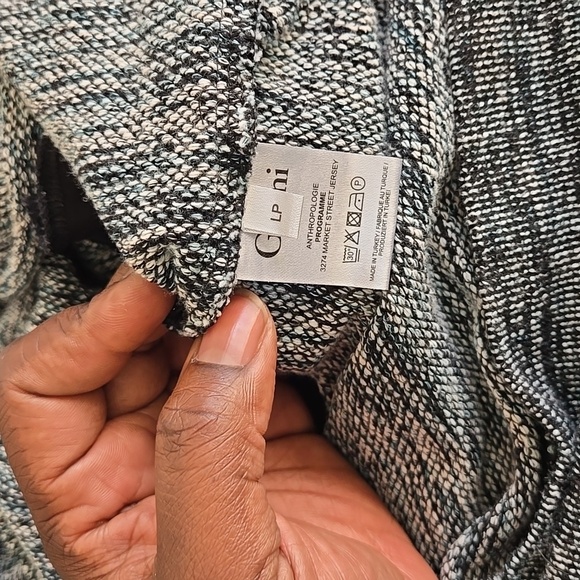 Ganni Anthropologie Pinnacle Tweed Knit Ruffle Mock Neck Fit and Flare Dress LP - Picture 9 of 11